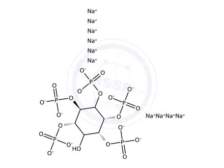 Chemical structure of myo-Inositol, 1,2,3,4,5-pentakis(dihydrogen phosphate), decasodium salt (9CI)