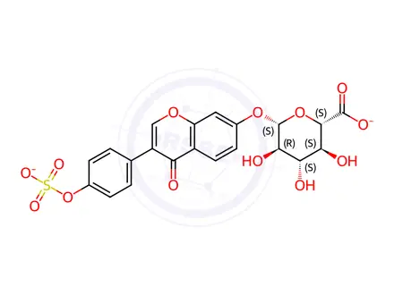 Chemical structure of Daidzein 7-β-D-Glucuronide 4'-Sulfate Disodium Salt