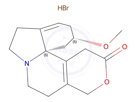 Chemical structure of (2S,13bS)-2-methoxy-2,3,5,6,8,9,10,13-octahydro-1h,12h-benzo[i]pyrano[3,4-g]indolizin-12-onehydrobromide