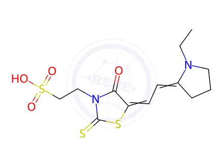 Chemical structure of 5-[(1-ethylpyrrolidin-2-ylidene)ethylidene]-4-oxo-2-thioxothiazolidin-3-ethanesulphonic acid
