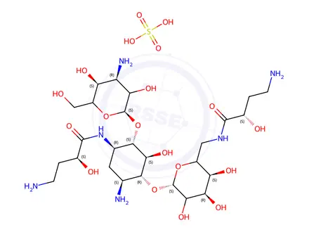 Chemical structure of 1,6’-Di-HABA Kanamycin A Sulfate (Amikacin EP Impurity F Sulfate)