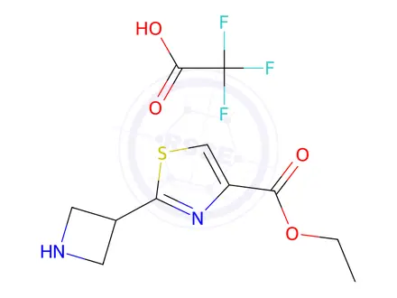 Chemical structure of Ethyl 2-(Azetidin-3-yl)-1,3-thiazole-4-carboxylate Trifluoroacetic Acid