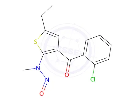 Chemical structure of N-(3-(2-chlorobenzoyl)-5-ethylthiophen-2-yl)-N-methylnitrous amide