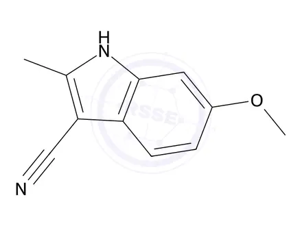 Chemical structure of 6-Methoxy-2-methyl-1H-indole-3-carbonitrile