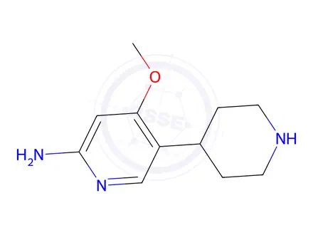 Chemical structure of 4-Methoxy-5-(4-piperidinyl)-2-pyridinamine