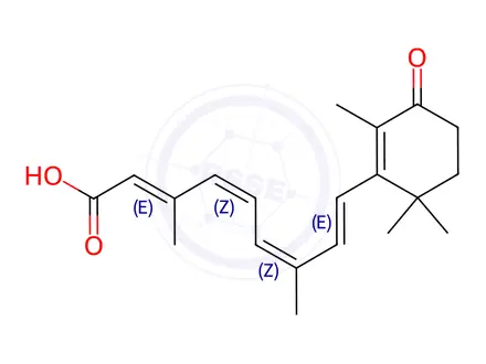 Chemical structure of (2E,4Z,6Z,8E)-3,7-dimethyl-9-(2,6,6-trimethyl-3-oxocyclohex-1-en-1-yl)nona-2,4,6,8-tetraenoic acid