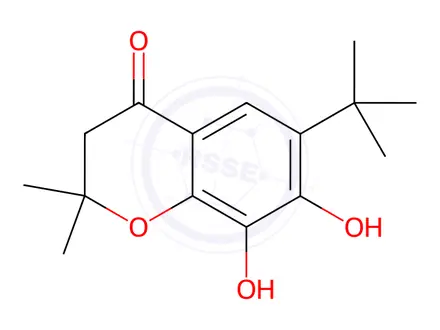 Chemical structure of 6-(tert-butyl)-7,8-dihydroxy-2,2-dimethyl-2,3-dihydro-4H-chromen-4-one