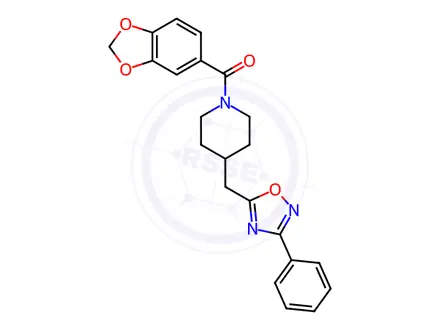 Chemical structure of 1-(1,3-benzodioxol-5-ylcarbonyl)-4-[(3-phenyl-1,2,4-oxadiazol-5-yl)methyl]piperidine