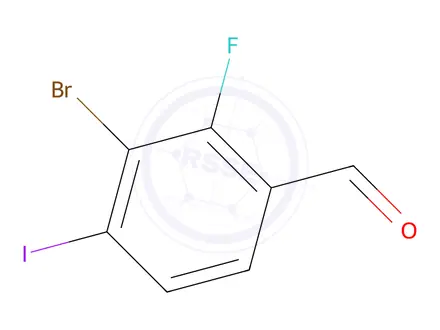 Chemical structure of 3-Bromo-2-fluoro-4-iodobenzaldehyde