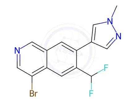 Chemical structure of Isoquinoline, 4-bromo-6-(difluoromethyl)-7-(1-methyl-1H-pyrazol-4-yl)-