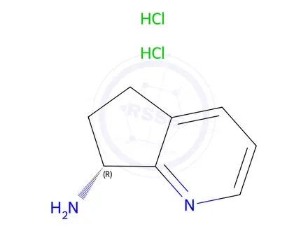 Chemical structure of (R)-6,7-dihydro-5H-cyclopenta[b]pyridin-7-aminedihydrochloride