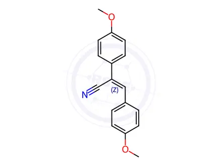 Chemical structure of (2Z)-2,3-bis(4-methoxyphenyl)prop-2-enenitrile