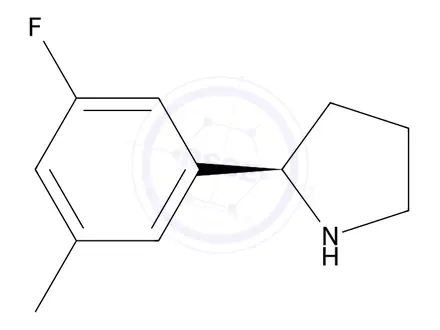 Chemical structure of (R)-2-(3-fluoro-5-methylphenyl)pyrrolidine