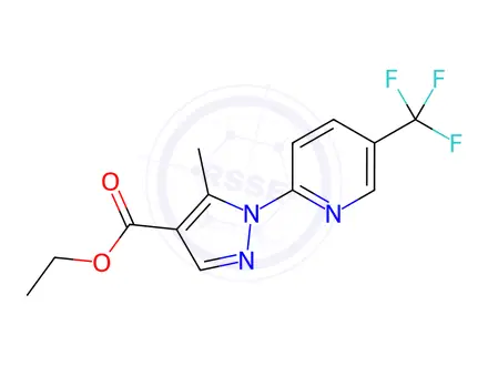 Chemical structure of ethyl 5-methyl-1-[5-(trifluoromethyl)pyridin-2-yl]-1H-pyrazole-4-carboxylate