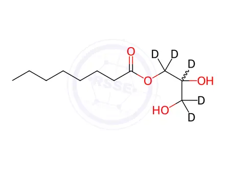 Chemical structure of 1-Octanoyl-rac-glycerol-d5