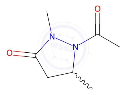 Chemical structure of 3-Pyrazolidinone, 1-acetyl-2,5-dimethyl-