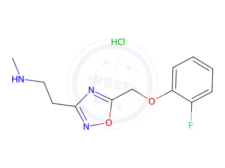 Chemical structure of (2-{5-[(2-Fluorophenoxy)methyl]-1,2,4-oxadiazol-3-yl}ethyl)methylamine hydrochloride
