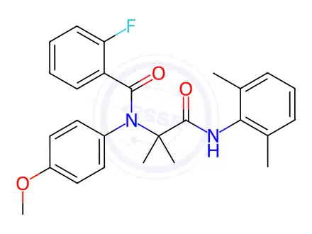 Chemical structure of Benzamide, N-[2-[(2,6-dimethylphenyl)amino]-1,1-dimethyl-2-oxoethyl]-2-fluoro-N-(4-methoxyphenyl)-(9CI)