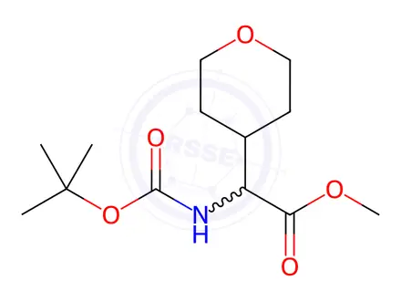 Chemical structure of Methyl 2-((tert-butoxycarbonyl)amino)-2-(tetrahydro-2H-pyran-4-yl)acetate