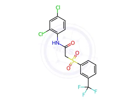 Chemical structure of N-(2,4-dichlorophenyl)-2-((3-(trifluoromethyl)phenyl)sulfonyl)acetamide