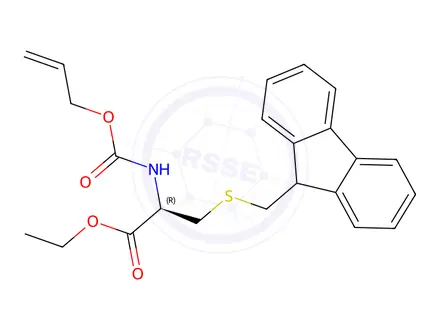 Chemical structure of Ethyl S-((9H-fluoren-9-yl)methyl)-N-((allyloxy)carbonyl)-L-cysteinate