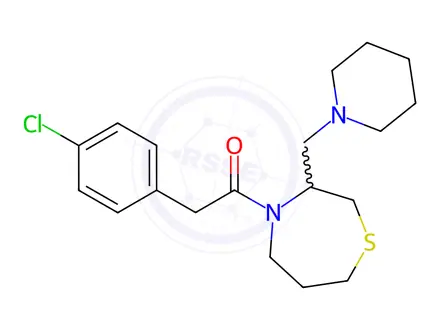 Chemical structure of 2-(4-Chlorophenyl)-1-(3-(piperidin-1-ylmethyl)-1,4-thiazepan-4-yl)ethan-1-one