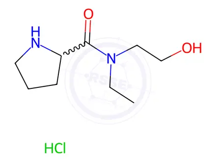 Chemical structure of N-ethyl-N-(2-hydroxyethyl)pyrrolidine-2-carboxamide hydrochloride