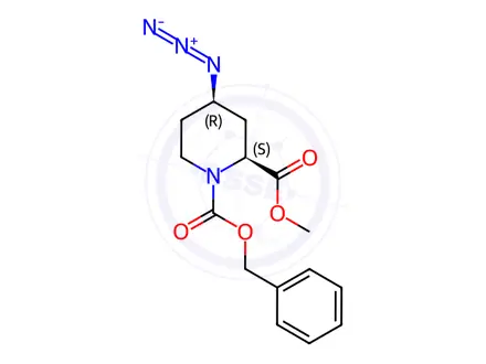 Chemical structure of O1-benzyl O2-methyl cis-4-azidopiperidine-1,2-dicarboxylate