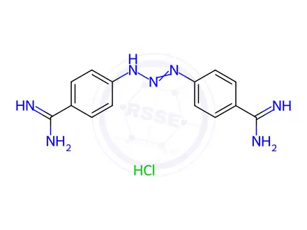 Chemical structure of 4,4'-(Triaz-1-ene-1,3-diyl)dibenzimidamide hydrochloride