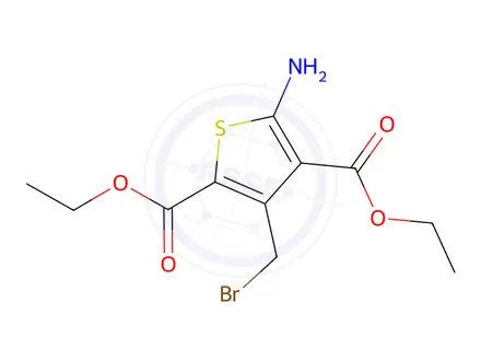 Chemical structure of 2,4-Diethyl 5-amino-3-(bromomethyl)thiophene-2,4-dicarboxylate