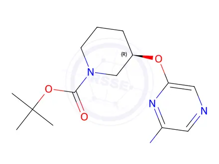 Chemical structure of (R)-3-(6-AMino-pyrazin-2-yloxy)-piperidine-1-carboxylic acid tert-butyl ester
