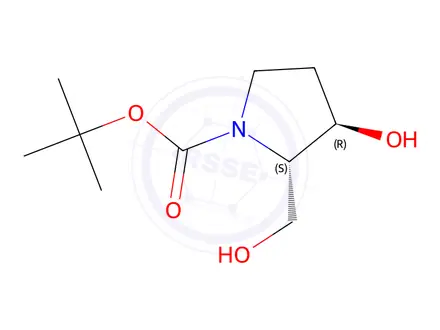 Chemical structure of Tert-butyl (2S,3R)-3-hydroxy-2-(hydroxymethyl)pyrrolidine-1-carboxylate