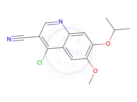 Chemical structure of 3-Quinolinecarbonitrile, 4-chloro-6-methoxy-7-(1-methylethoxy)-