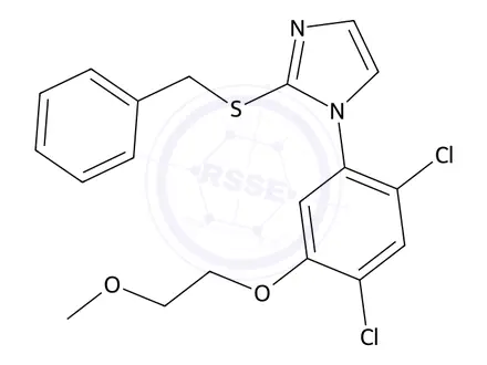 Chemical structure of 2-(Benzylthio)-1-(2,4-dichloro-5-(2-methoxyethoxy)phenyl)-1H-imidazole