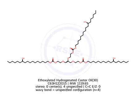 Chemical structure of Ethoxylated Hydrogenated Castor Oil(30)