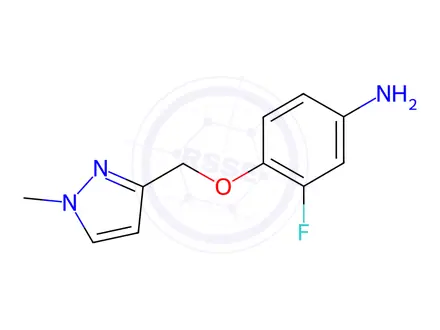 Chemical structure of 3-Fluoro-4-((1-methyl-1H-pyrazol-3-yl)methoxy)aniline