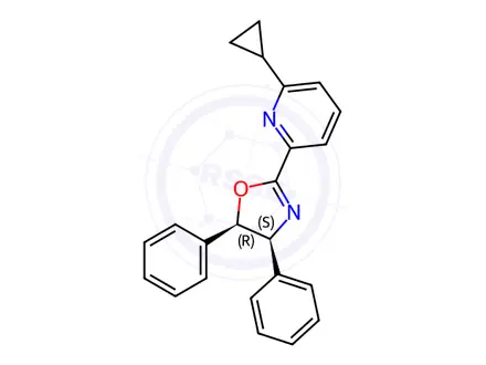 Chemical structure of (4S,5R)-2-(6-Cyclopropylpyridin-2-yl)-4,5-diphenyl-4,5-dihydrooxazole