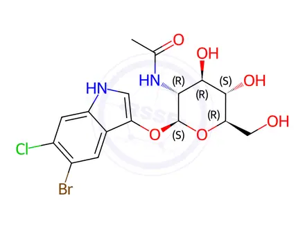 Chemical structure of N-((2S,3R,4R,5S,6R)-2-((5-Bromo-6-chloro-1H-indol-3-yl)oxy)-4,5-dihydroxy-6-(hydroxymethyl)tetrahydro-2H-pyran-3-yl)acetamide