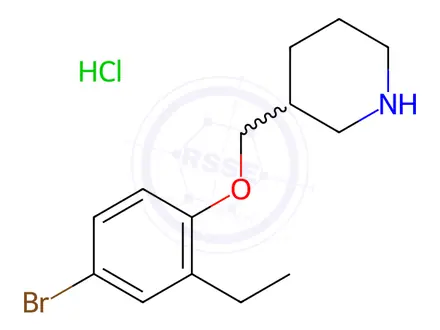 Chemical structure of 3-[(4-Bromo-2-ethylphenoxy)methyl]piperidine hydrochloride