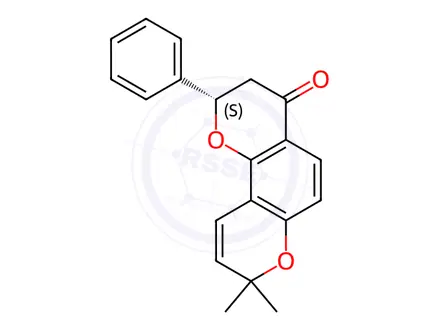 Chemical structure of [S,(-)]-2,3-Dihydro-8,8-dimethyl-2-phenyl-4H,8H-benzo[1,2-b:3,4-b']dipyran-4-one