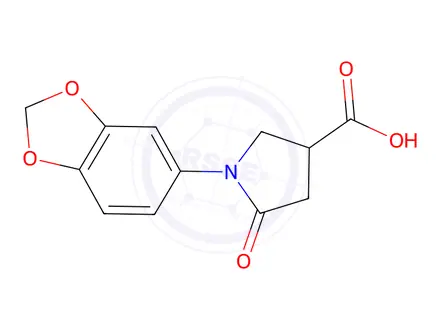 Chemical structure of 1-(1,3-benzodioxol-5-yl)-5-oxopyrrolidine-3-carboxylic acid
