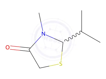 Chemical structure of 4-Thiazolidinone,3-methyl-2-(1-methylethyl)-(9CI)