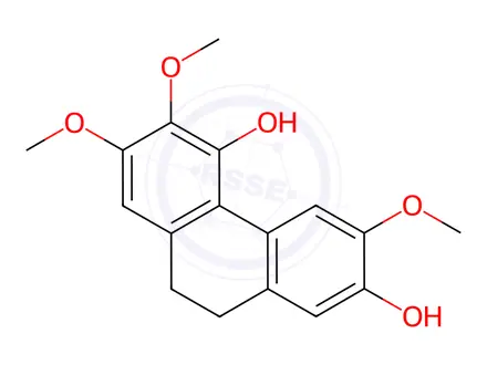 Chemical structure of 9,10-Dihydro-3,6,7-trimethoxy-2,5-phenanthrenediol