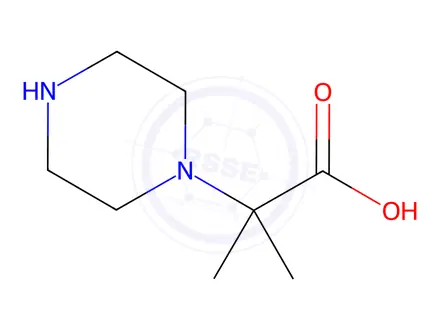 Chemical structure of 2-Methyl-2-(piperazin-1-yl)propanoic acid