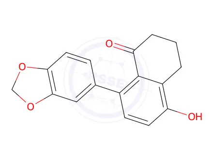 Chemical structure of 8-(benzo[d][1,3]dioxol-5-yl)-3,4-dihydro-5-hydroxynaphthalen-1(2H)-one