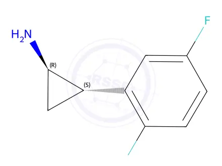 Chemical structure of (1R,2S)-2-(2,5-difluorophenyl)cyclopropanamine