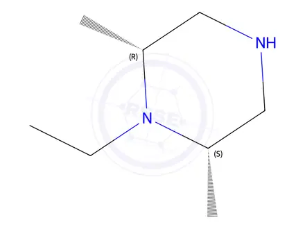 Chemical structure of cis-1-ethyl-2,6-dimethyl-piperazine