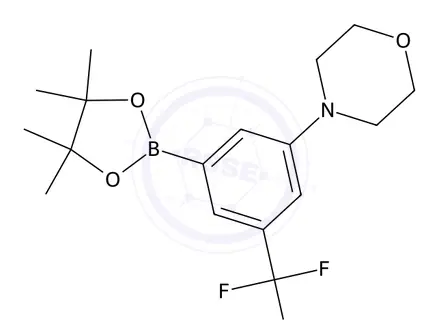 Chemical structure of 4-(3-(4,4,5,5-Tetramethyl-1,3,2-dioxaborolan-2-yl)-5-(trifluoromethyl)phenyl)morpholine