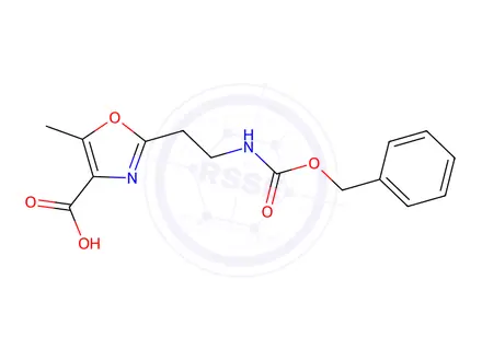 Chemical structure of 2-(2-(((Benzyloxy)carbonyl)amino)ethyl)-5-methyloxazole-4-carboxylic acid