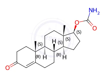 Chemical structure of 17 beta-aminocarbonyloxy-4-androsten-3-one